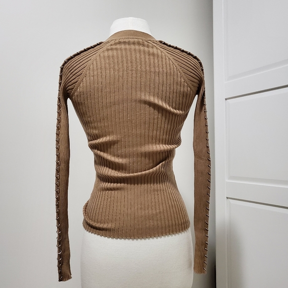 Alexander Wang Camel Ribbed Knit Cardigan XS - Picture 2 of 5